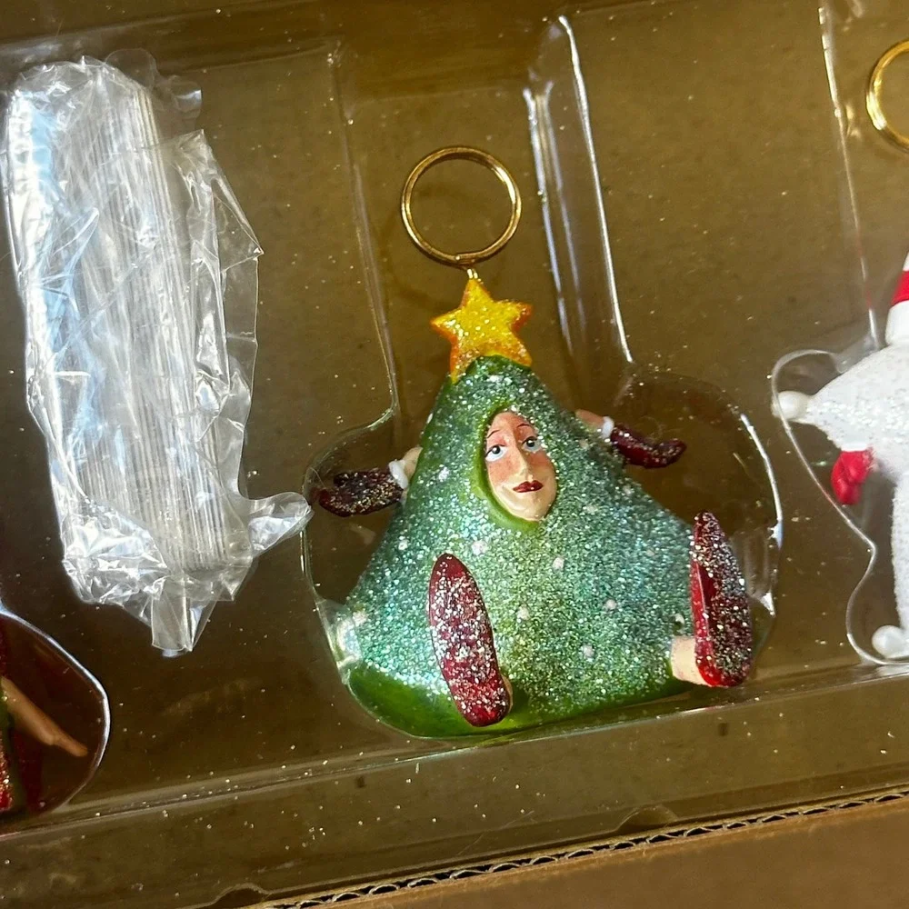 Dept 56 Christmas Krinkles Patience Brewster Place Card Holder Set/4 Whimsical